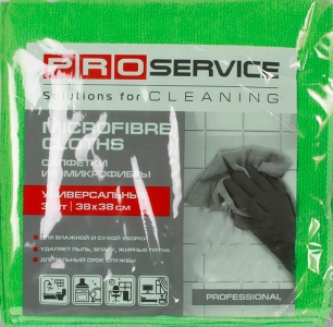 Салфетка микрофибра универсальная 38х38см 3шт зеленая