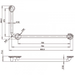 Поручень для лиц с инвалидностью Г-образный MEDINOX