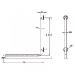 Поручень для лиц с инвалидностью Г-образный MEDINOXПоручень для лиц с инвалидностью угловой MEDINOX