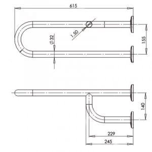 Поручень для лиц с инвалидностью тройной правый MEDINOX