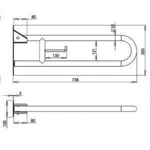 Поручень для лиц с инвалидностью откидной MEDINOX со стопором BG0800CS
