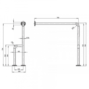 Поручень для лиц с инвалидностью угловой правый MEDINOX