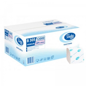 Туалетная бумага листовая целлюлозная белая B305