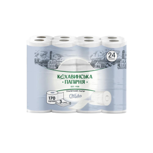 Туалетная бумага "Серебро" 3 слоя, 24 шт.