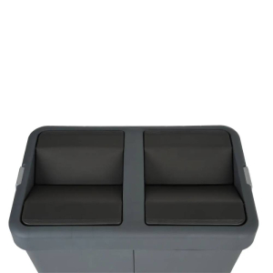 Мусорное ведро двойное 14+14 л пластиковое, с поворотной крышкой цвета антрацит COB-428A