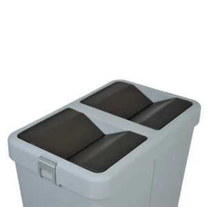 Мусорное ведро двойное 40+40 л пластиковое, с поворотной крышкой серое COB-414