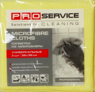 Салфетка микрофибра универсальная 38х38см 3шт желтая