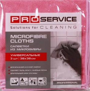 Салфетка микрофибра универсальная 38х38см 3шт красная