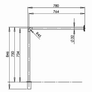 Поручень для лиц с инвалидностью Г-образный MEDINOX BS0010CS