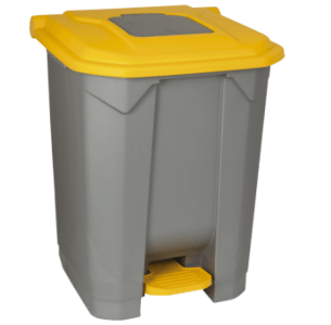Бак для мусора на колесах с педалью PLANET 50 л серо-желтый
