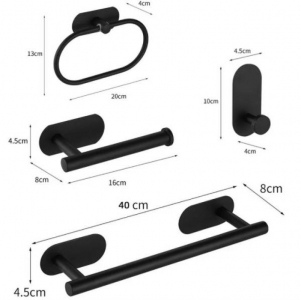 Набор аксессуаров для ванной комнаты Eucomir из 4 предметов (черный)