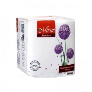 Салфетки Mirus Standart однослойные 24х24 см 100 шт. Белые