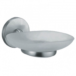 Мыльница матовая овальная с хромированным держателем L-2159