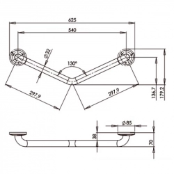 Поручень для лиц с инвалидностью угловой MEDINOX BA0130CS