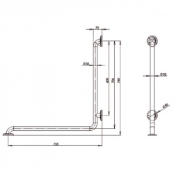 Поручень для лиц с инвалидностью Г-образный MEDINOXПоручень для лиц с инвалидностью угловой MEDINOX