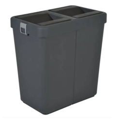 Сміттєве відро подвійне 40+40 л пластикове, із поворотною кришкою кольору антрацит COB-414A 