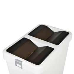 Мусорное ведро двойное 14+14 л пластиковое, с поворотной крышкой белое COB-428W