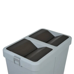 Мусорное ведро двойное 40+40 л пластиковое, с поворотной крышкой серое COB-414
